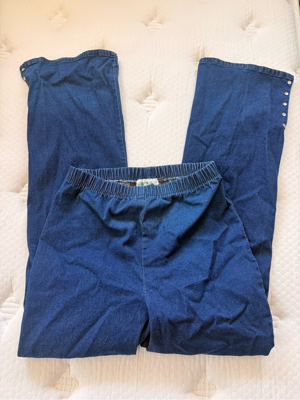 Quacker Factory Dark Blue Denim Elastic Waist Pants - Picture 4 of 5